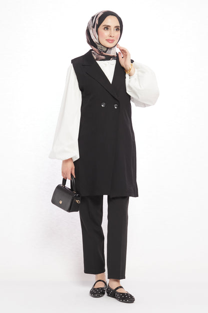 Single Button V Neck Womens Vest