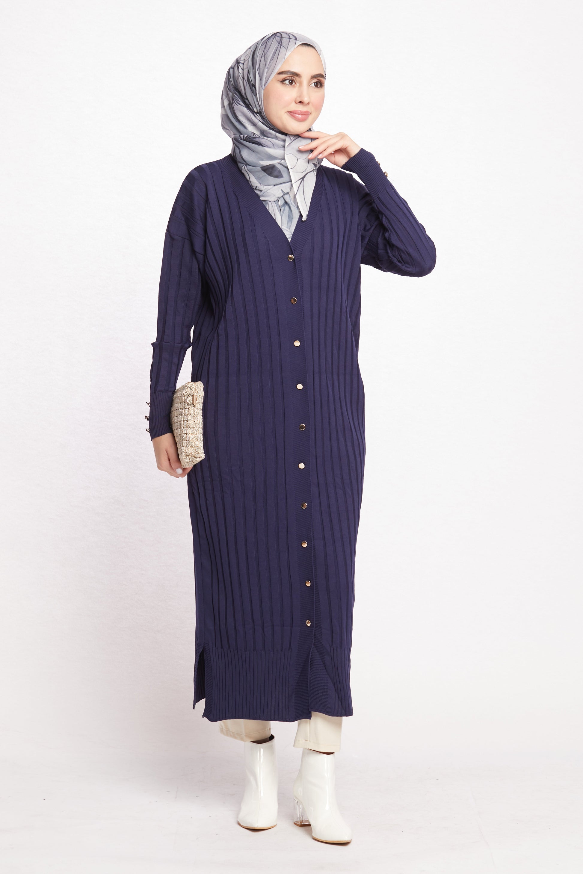 Striped Wide Collar Cardigan