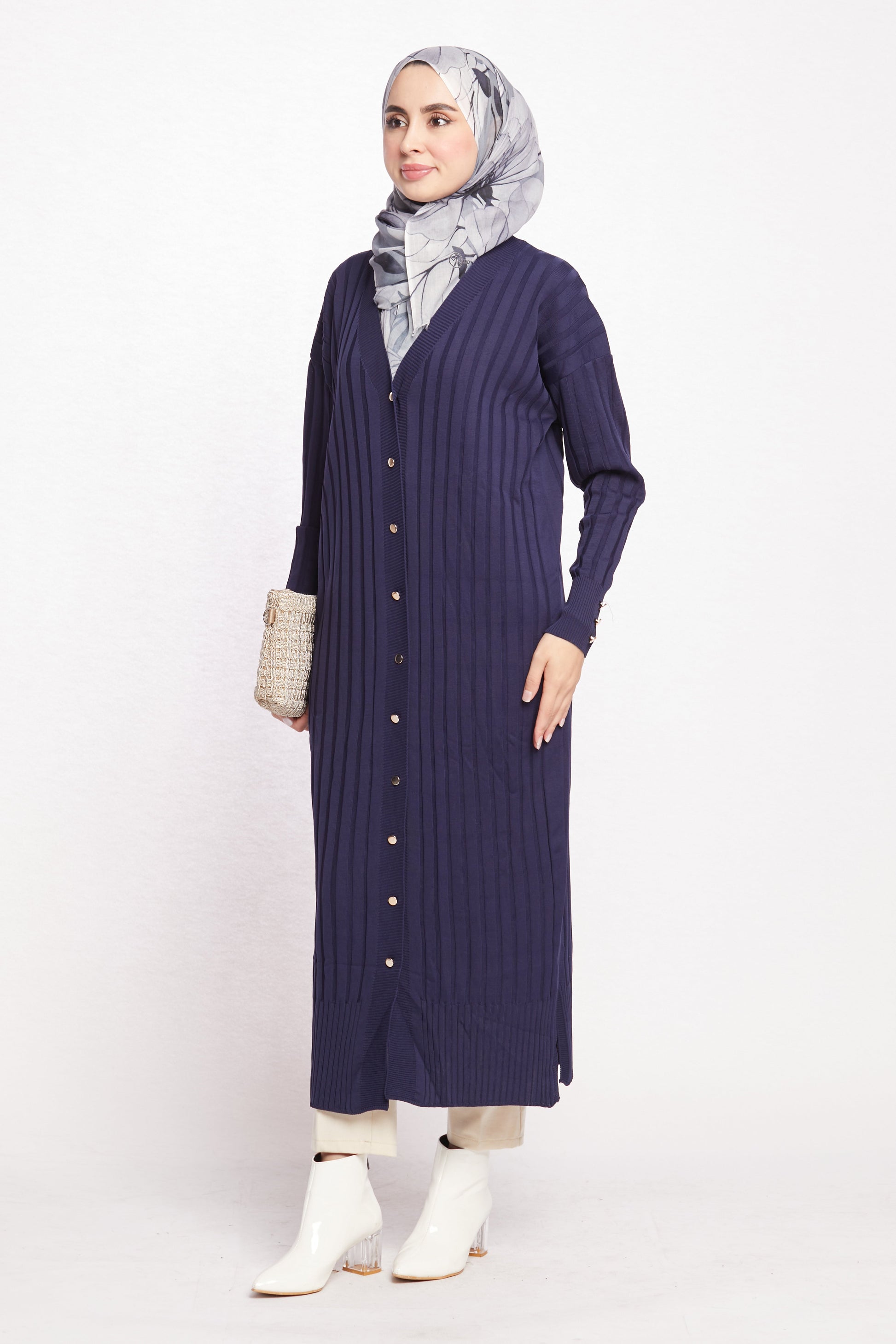 Striped Wide Collar Cardigan