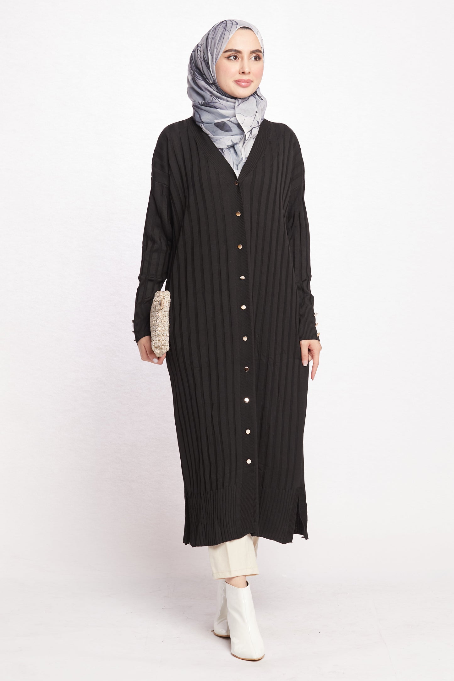 Striped Wide Collar Cardigan