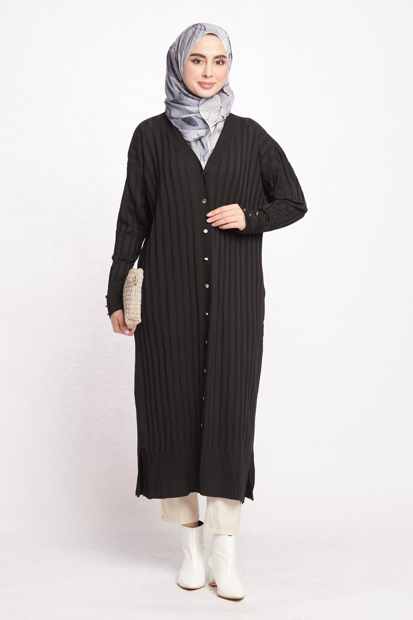 Striped Wide Collar Cardigan