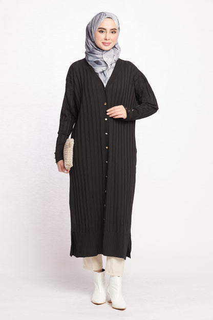 Striped Wide Collar Cardigan