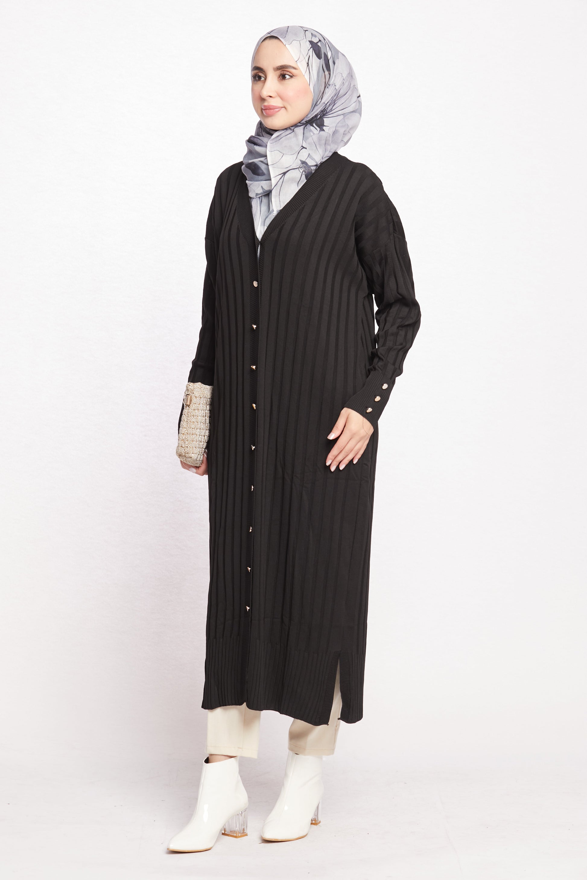 Striped Wide Collar Cardigan