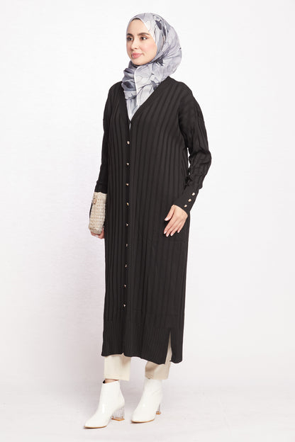 Striped Wide Collar Cardigan