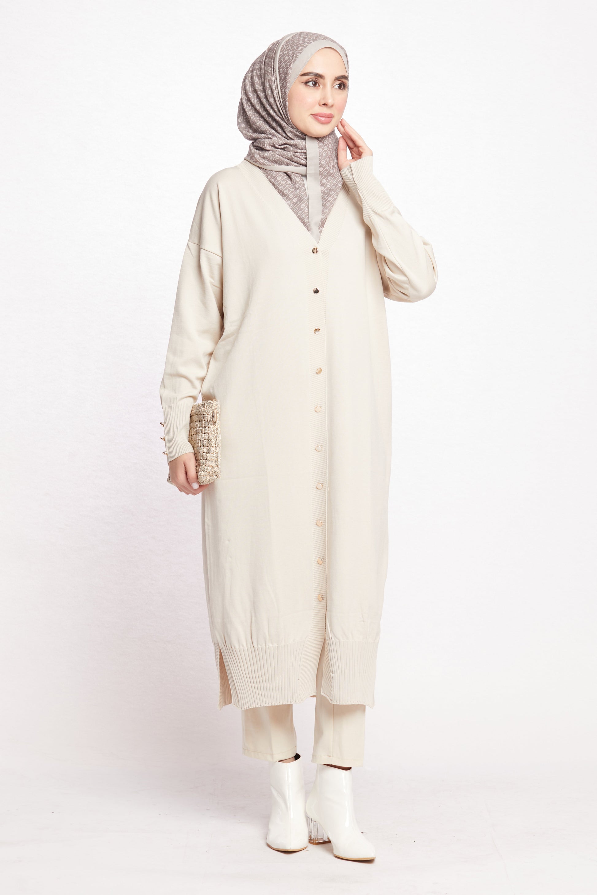 Long V-Neck Cardigan