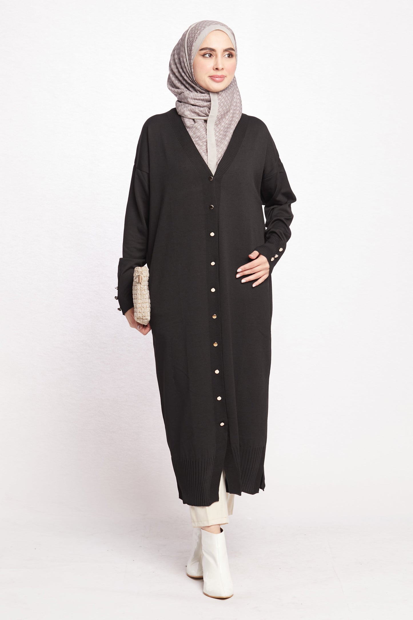 Long V-Neck Cardigan