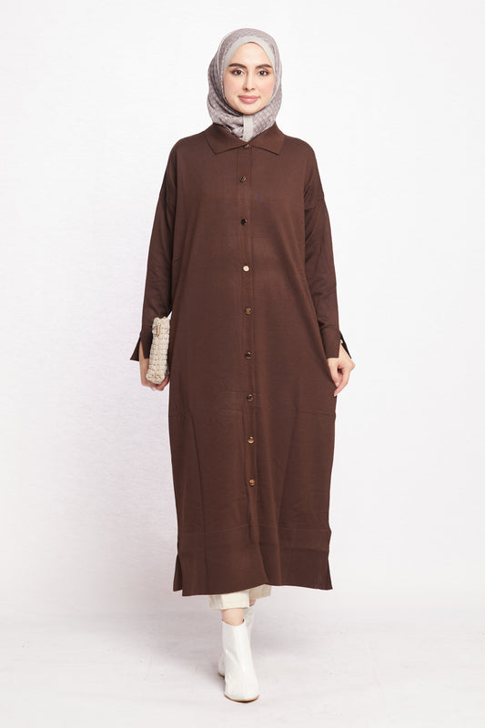 Shirt Collar Long Cardigan