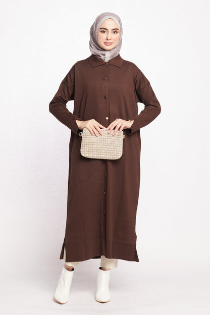 Shirt Collar Long Cardigan