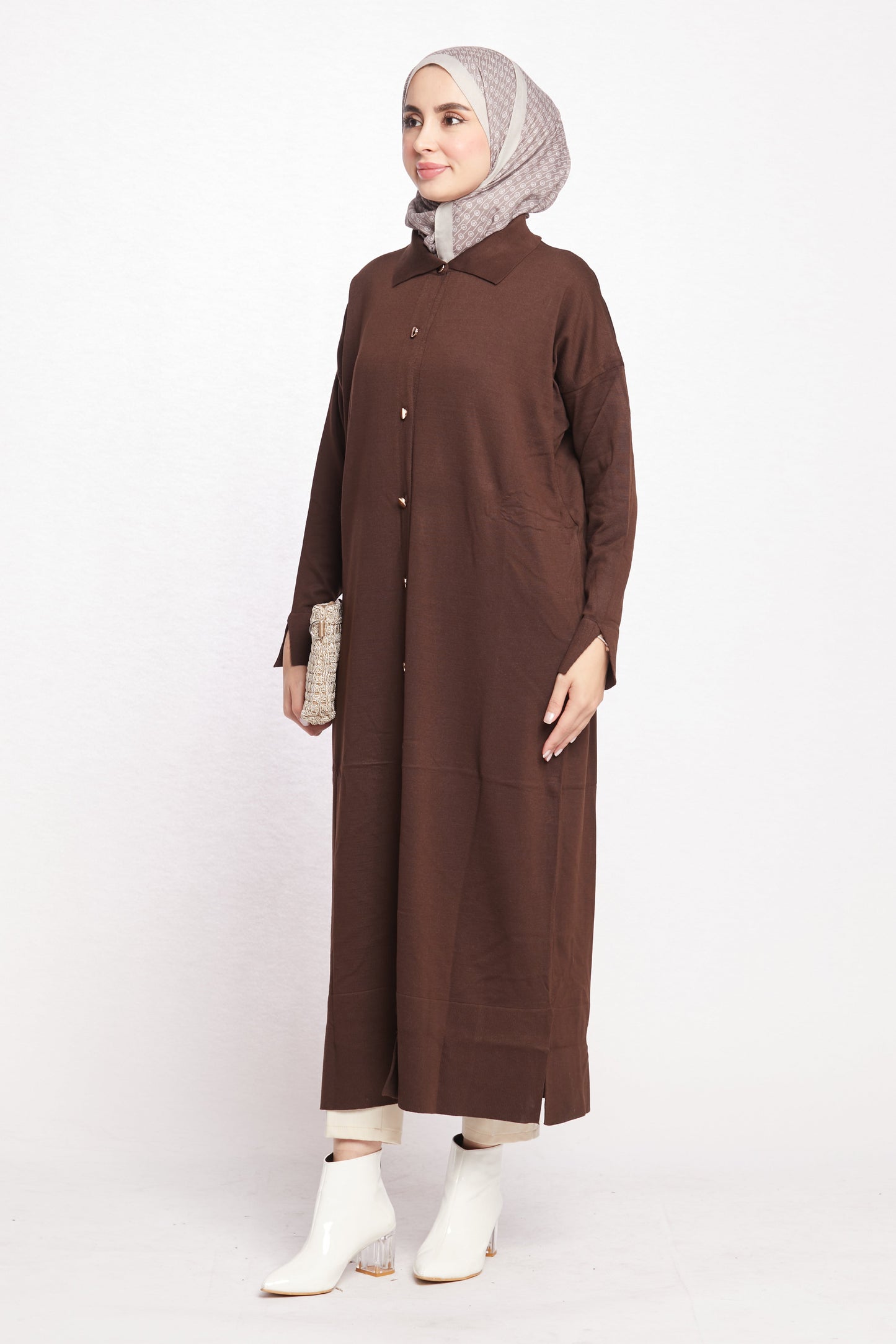 Shirt Collar Long Cardigan