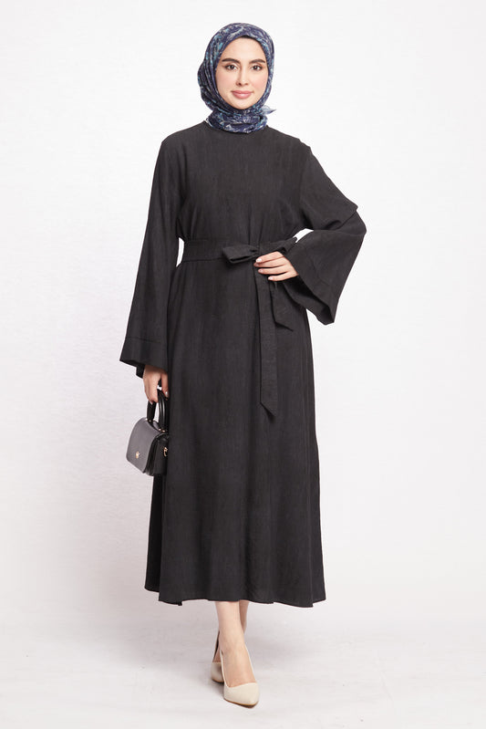 Belted Loose Fit Long Flowing Dress