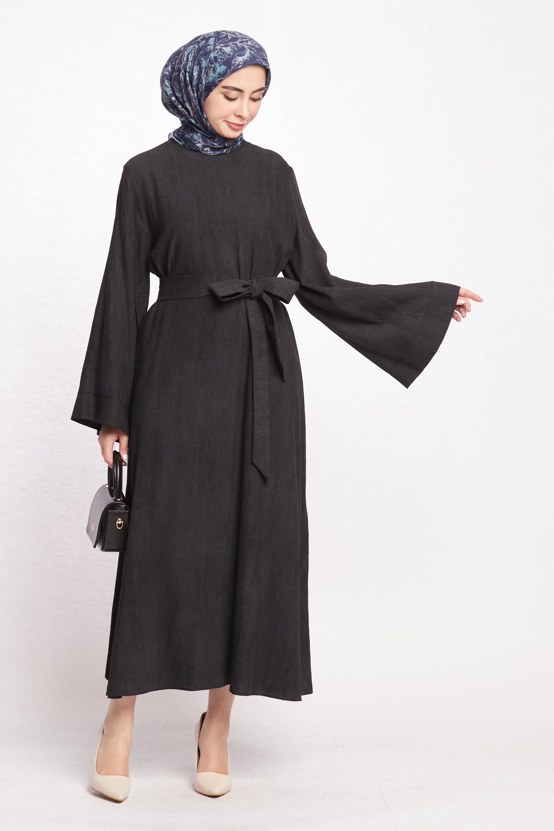 Belted Loose Fit Long Flowing Dress