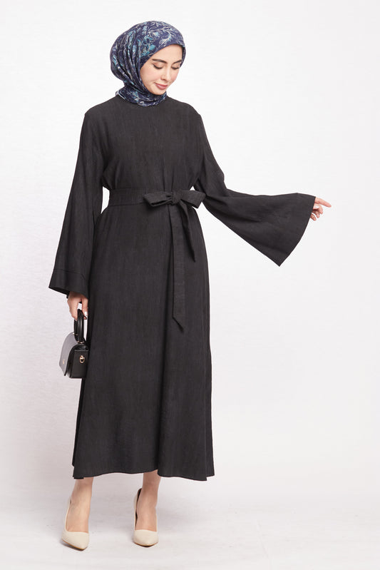 Belted Loose Fit Long Flowing Dress