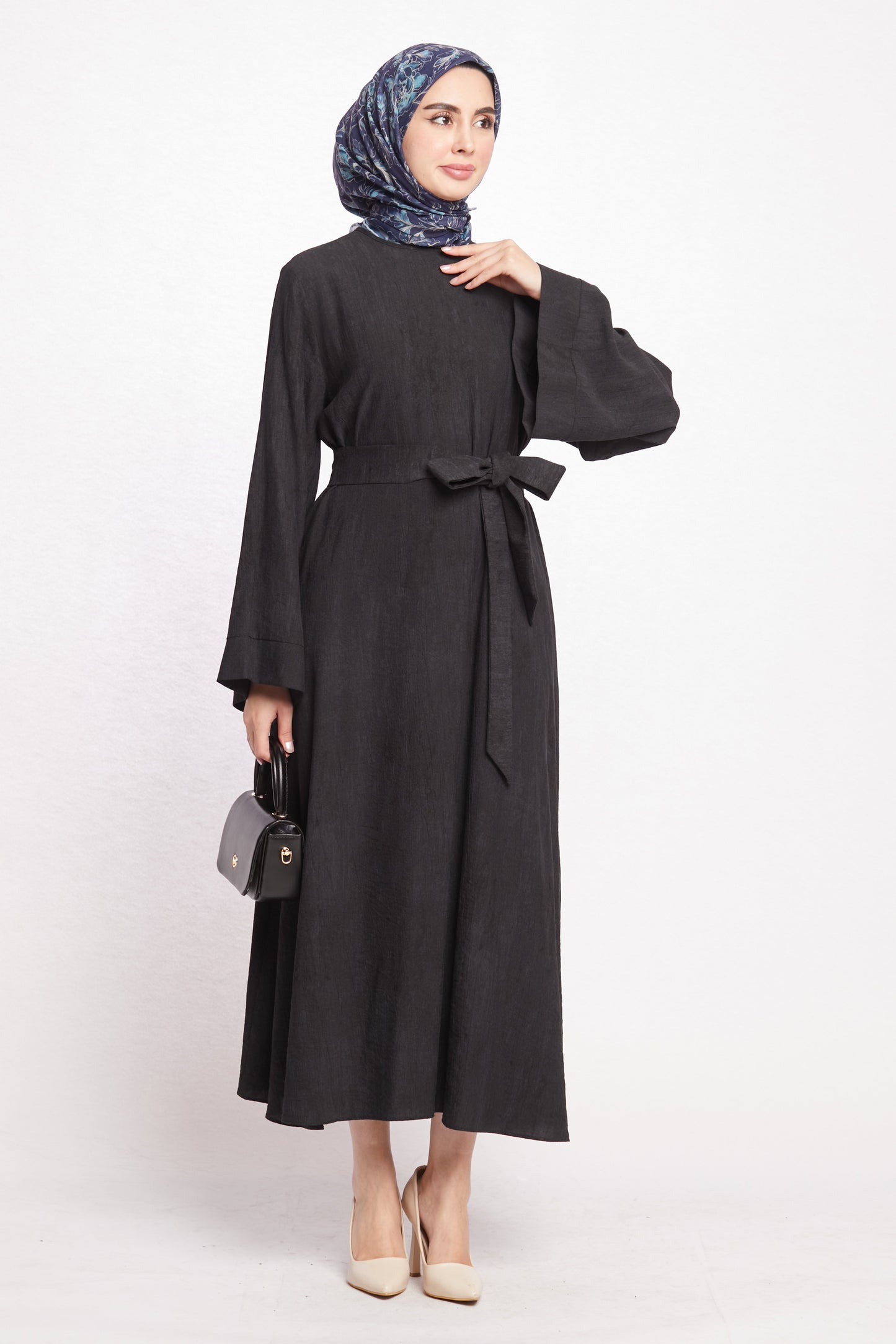 Belted Loose Fit Long Flowing Dress
