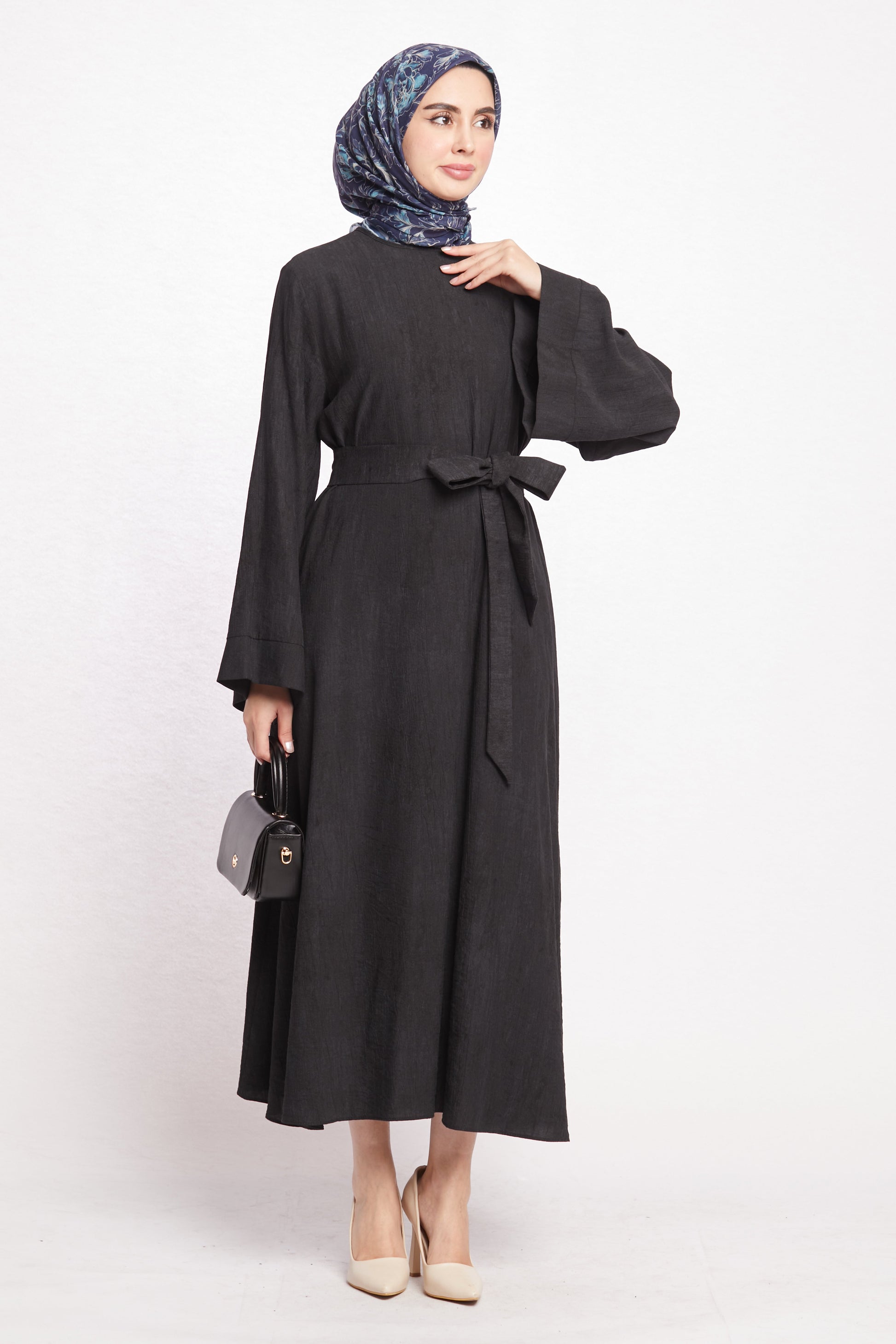 Belted Loose Fit Long Flowing Dress