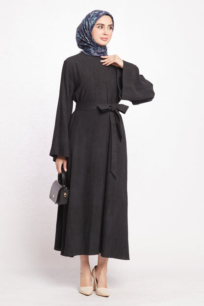 Belted Loose Fit Long Flowing Dress