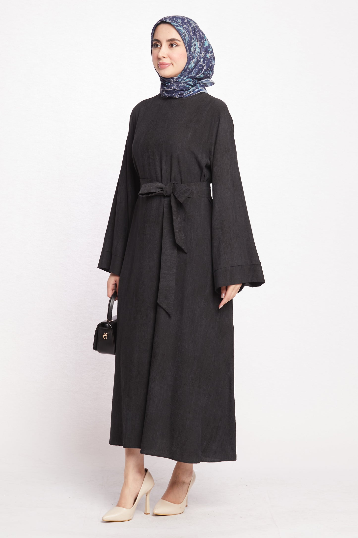 Belted Loose Fit Long Flowing Dress