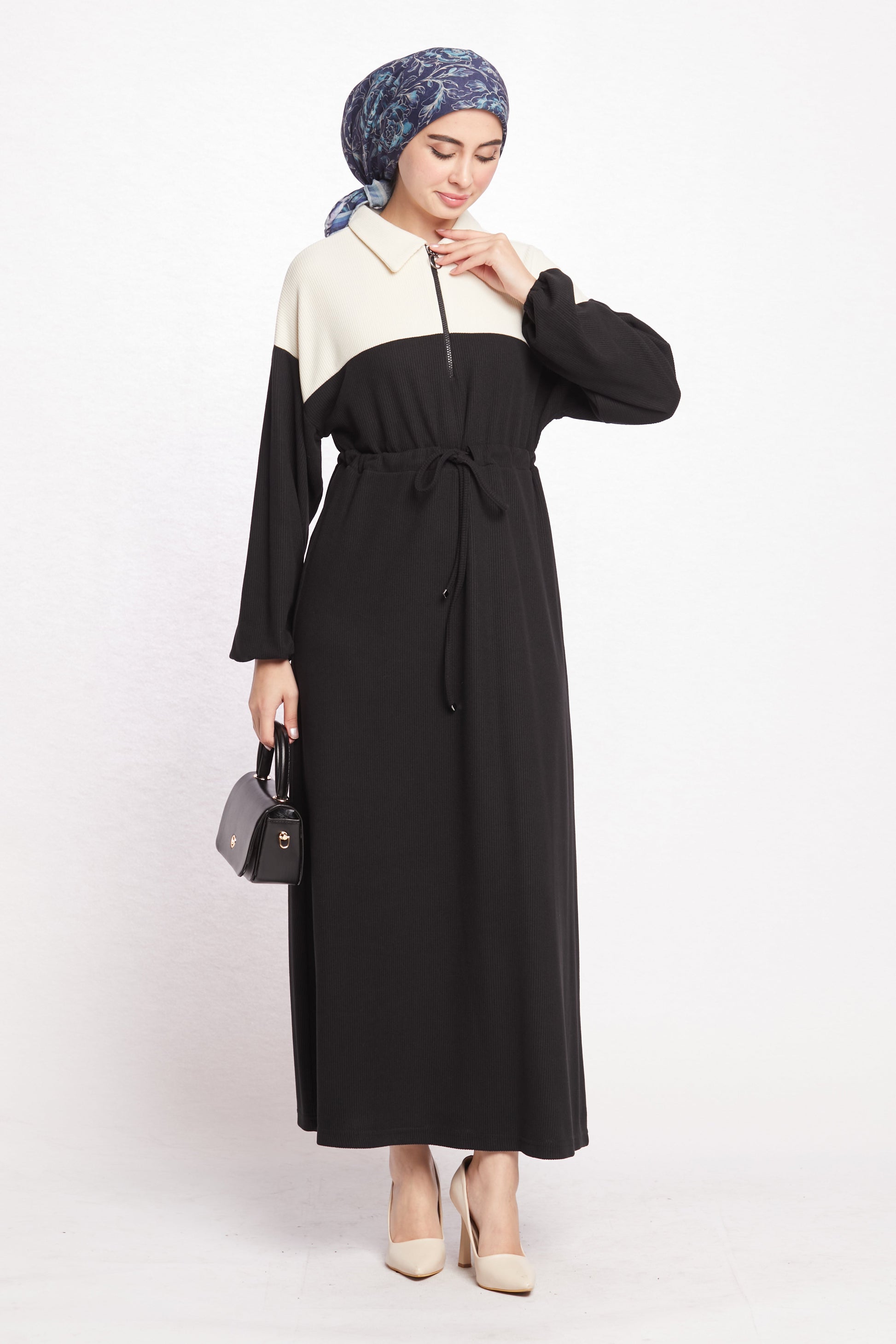 Ribbed zipper dress