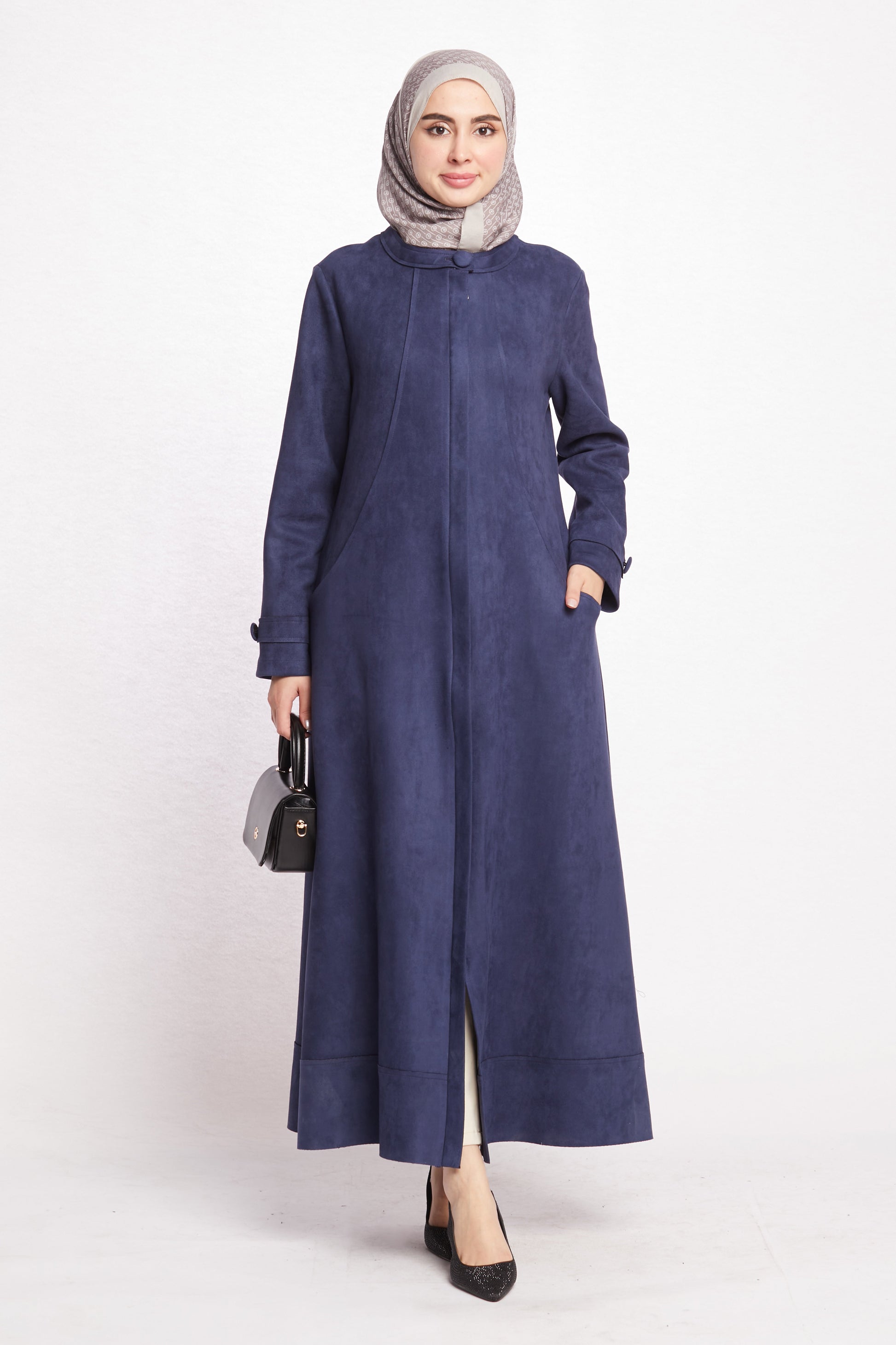 Hidden Pocket Suede Overcoat
