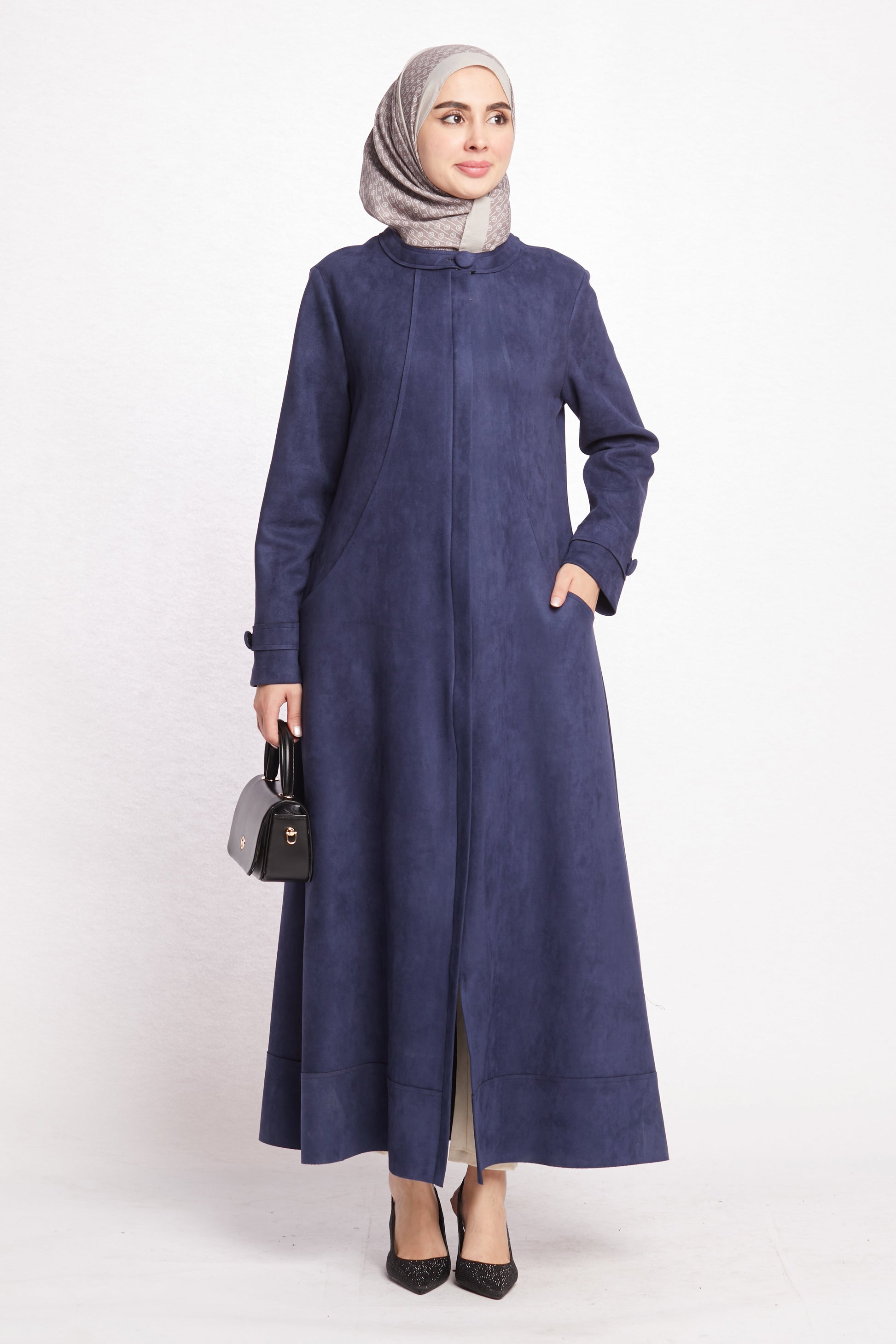 Hidden Pocket Suede Overcoat