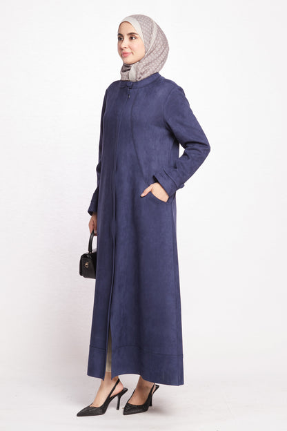 Hidden Pocket Suede Overcoat