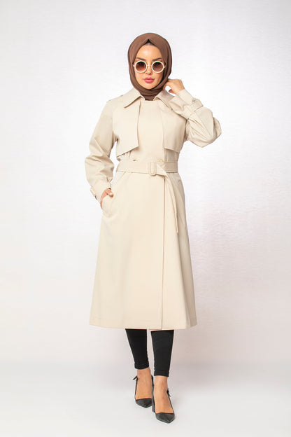 Belted Long Cape Coat
