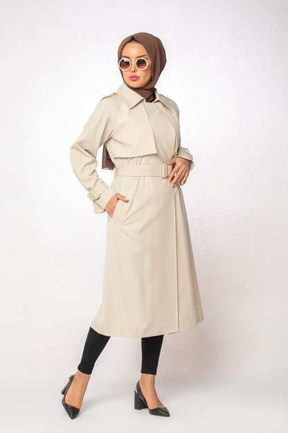 Belted Long Cape Coat
