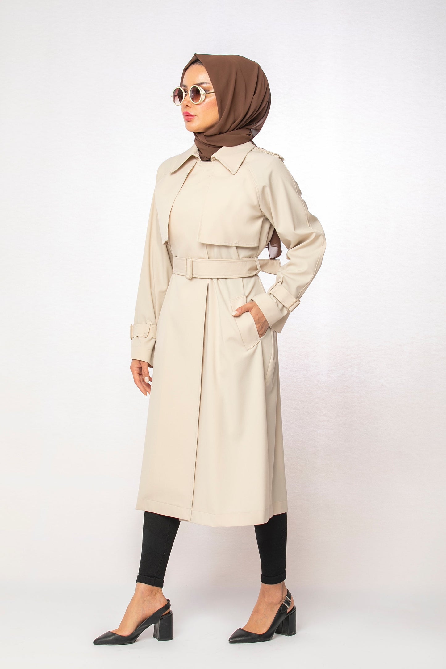 Belted Long Cape Coat