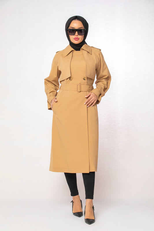 Belted Long Cape Coat