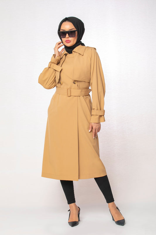 Belted Long Cape Coat