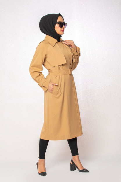 Belted Long Cape Coat