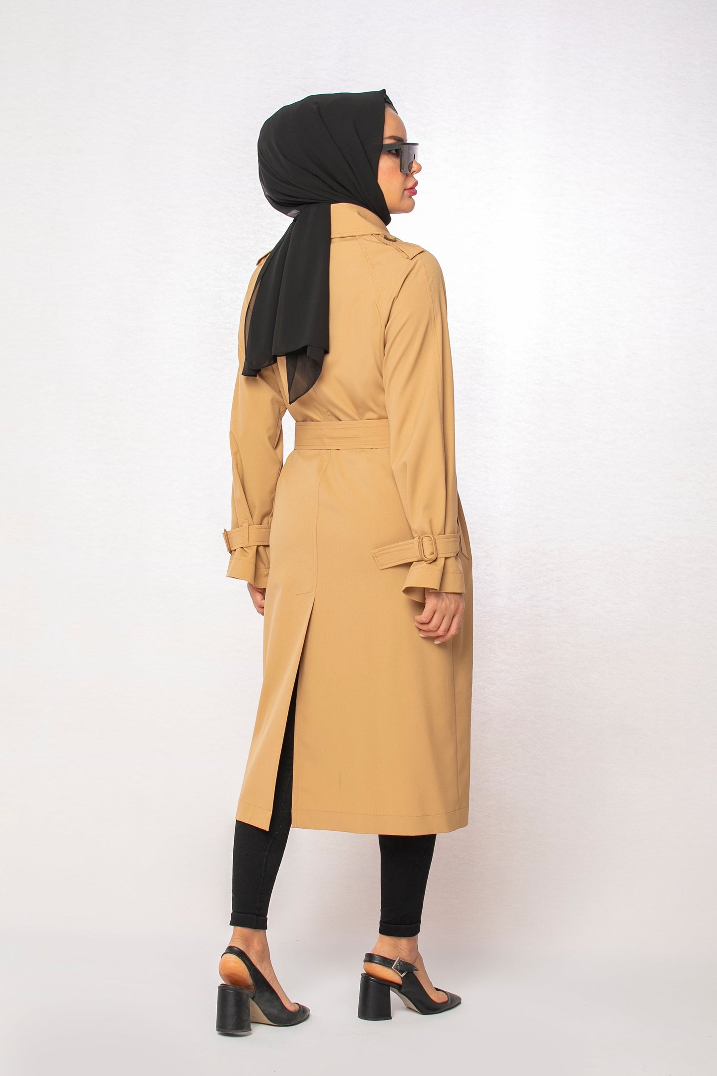 Belted Long Cape Coat