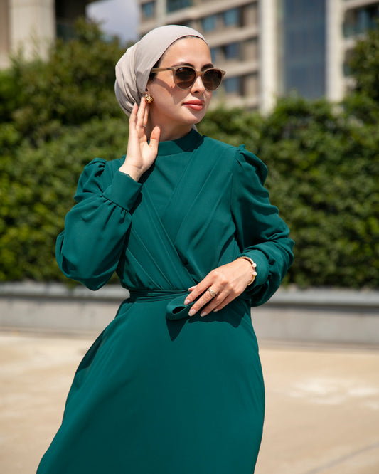 Long-Sleeve Chiffon Dress