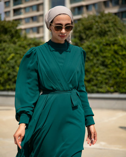 Long-Sleeve Chiffon Dress
