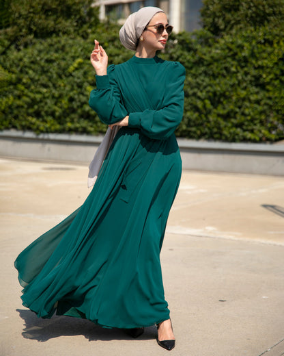 Long-Sleeve Chiffon Dress