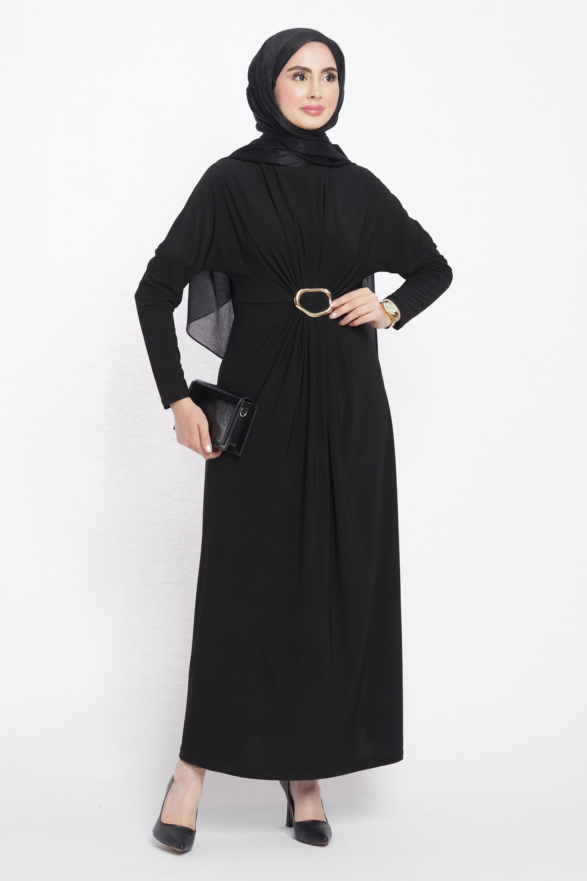 Ruched Dress with Accessory
