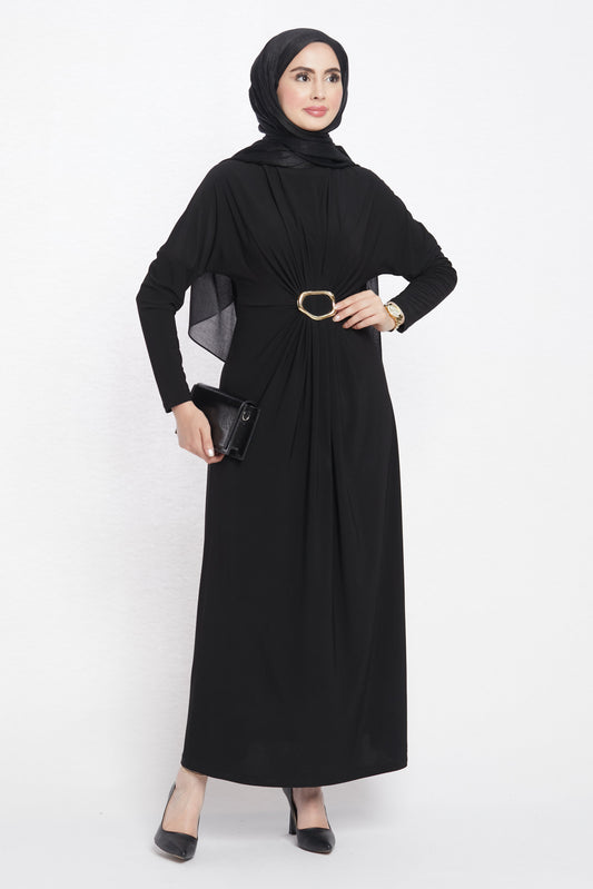 Ruched Dress with Accessory