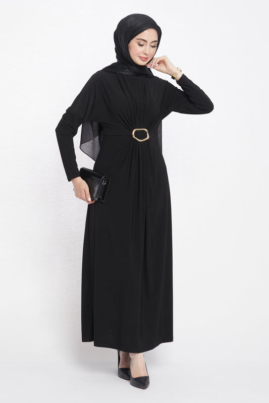 Ruched Dress with Accessory