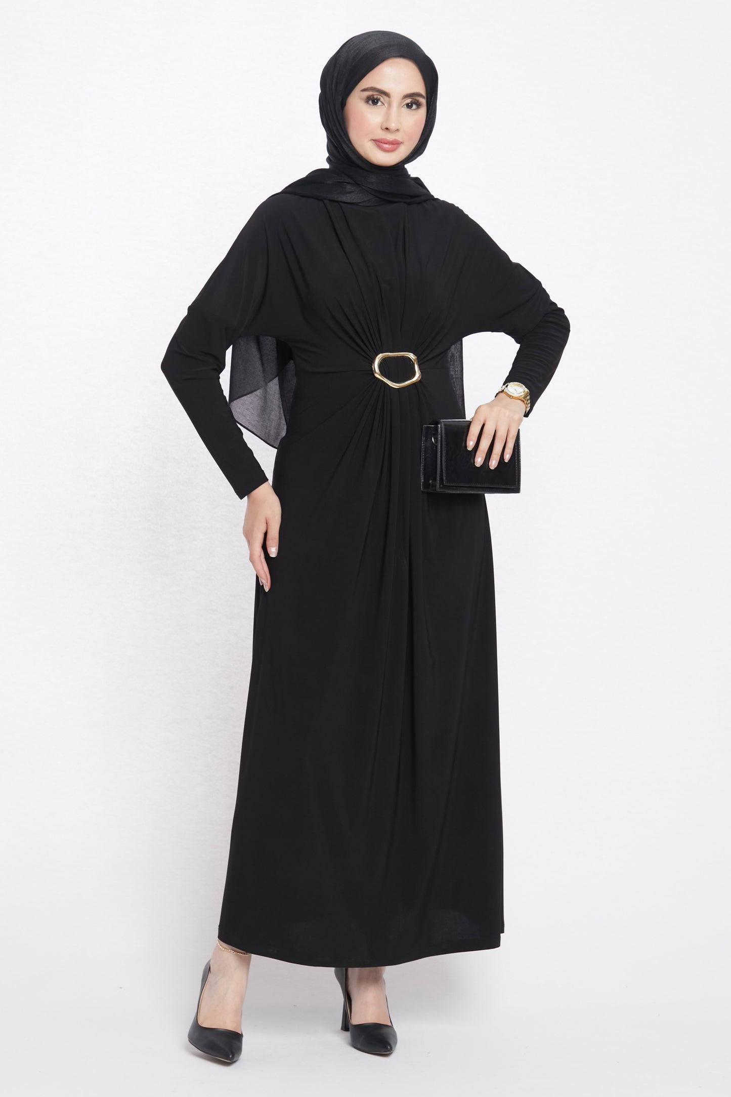 Ruched Dress with Accessory