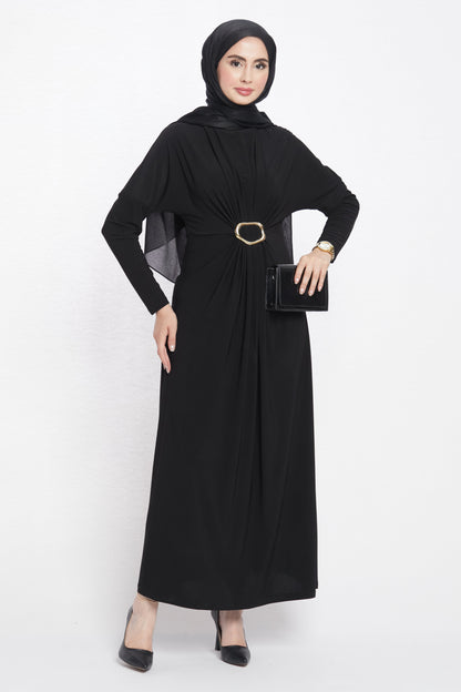 Ruched Dress with Accessory