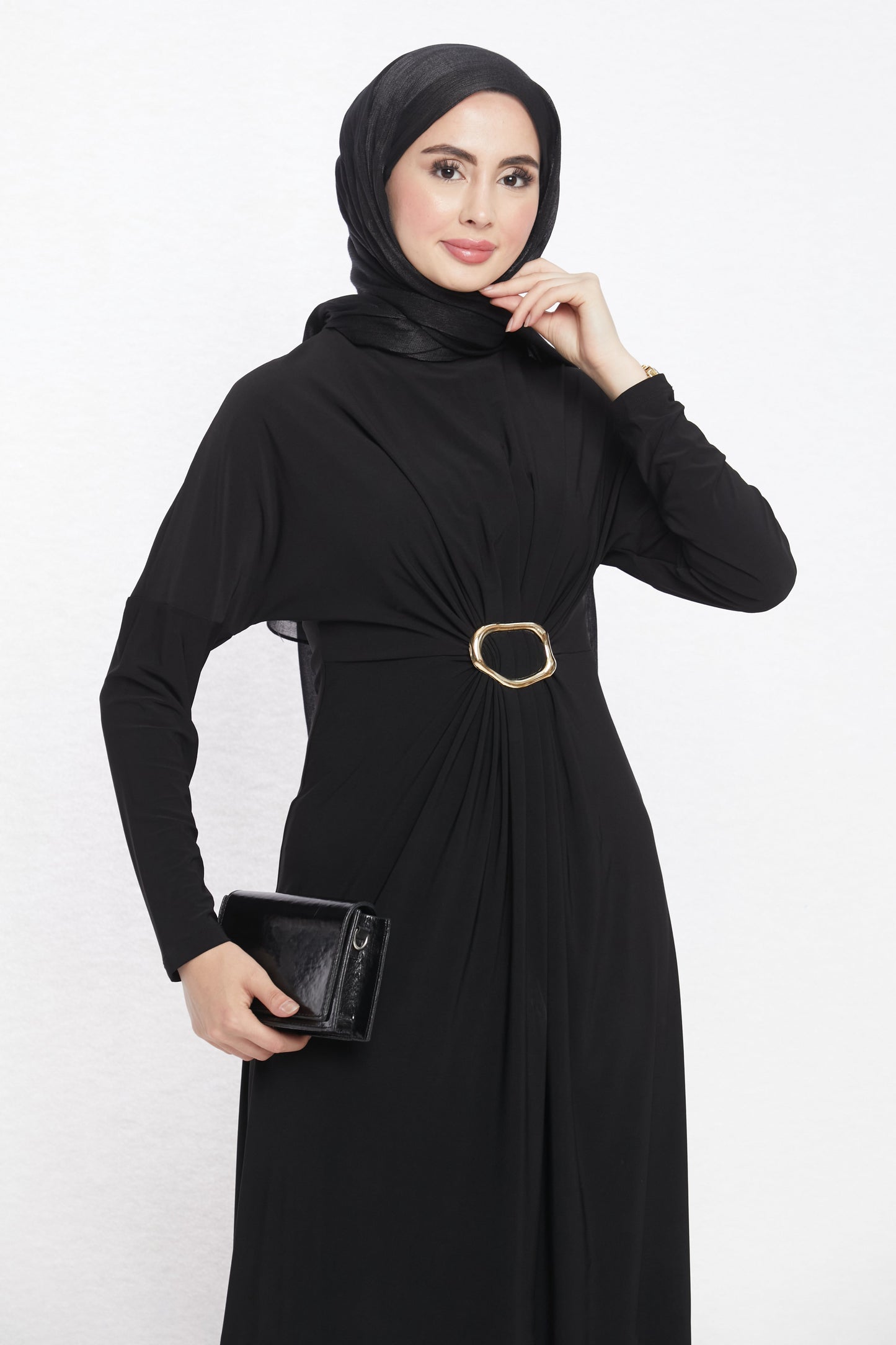 Ruched Dress with Accessory