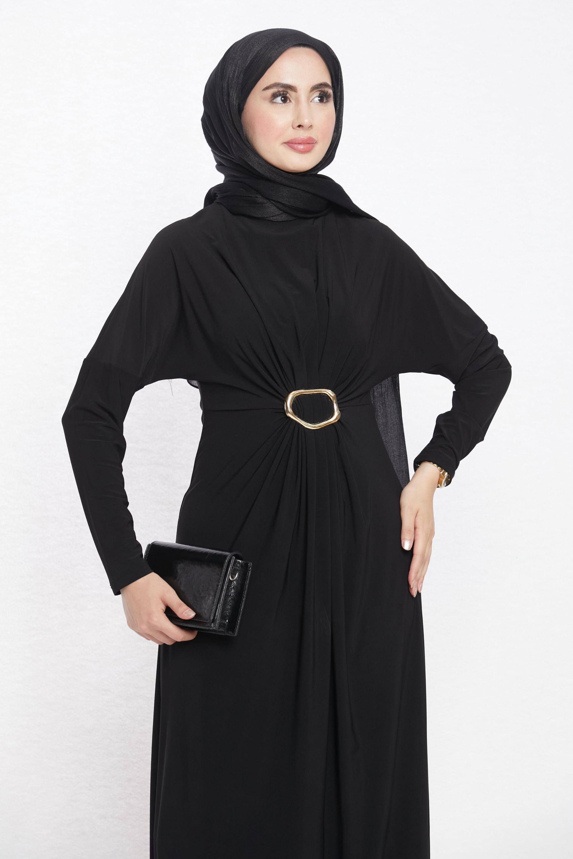 Ruched Dress with Accessory