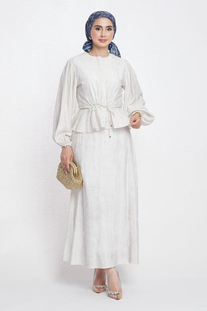 Gathered Waist Belted Skirt Set