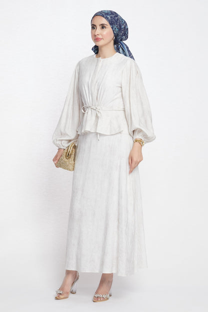 Gathered Waist Belted Skirt Set