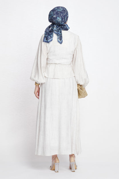 Gathered Waist Belted Skirt Set
