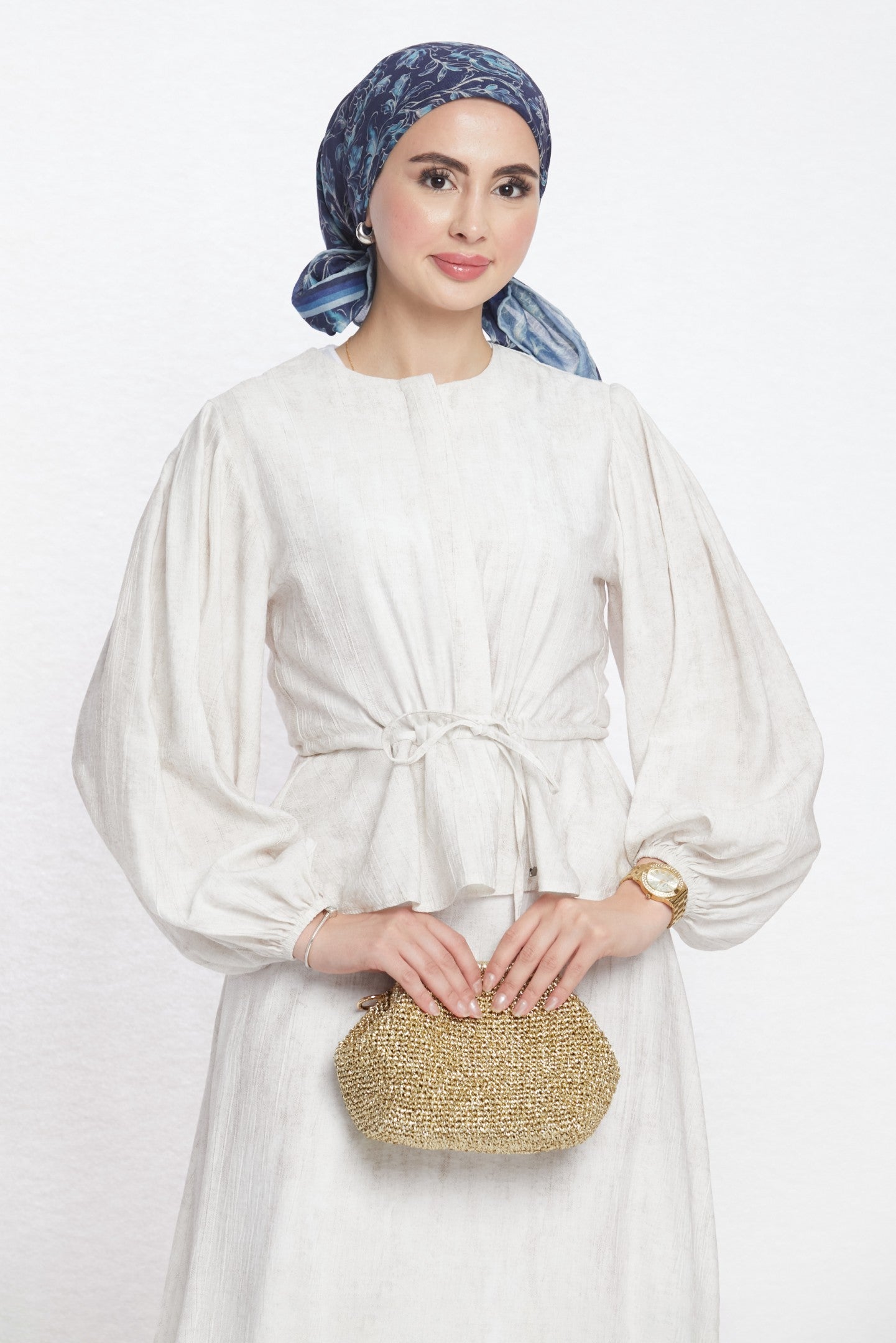 Gathered Waist Belted Skirt Set