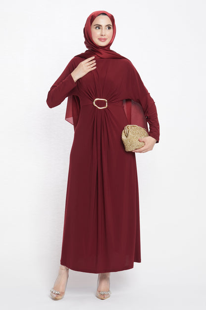 Ruched Dress with Accessory