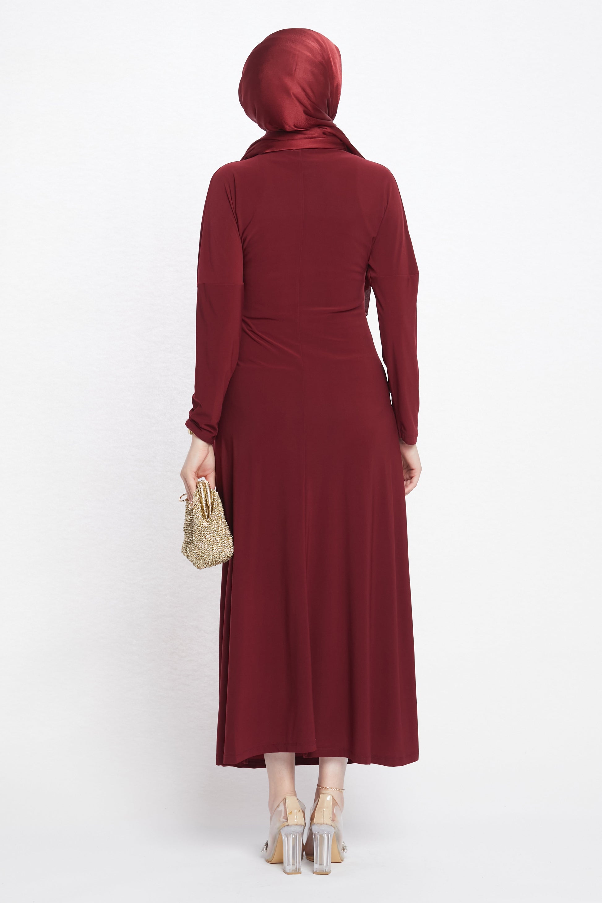 Ruched Dress with Accessory
