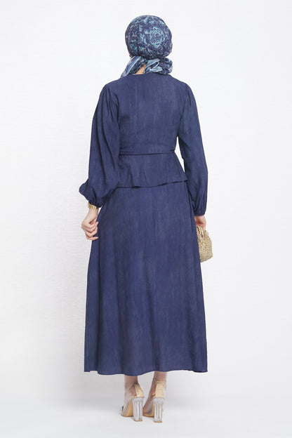 Gathered Waist Belted Skirt Set