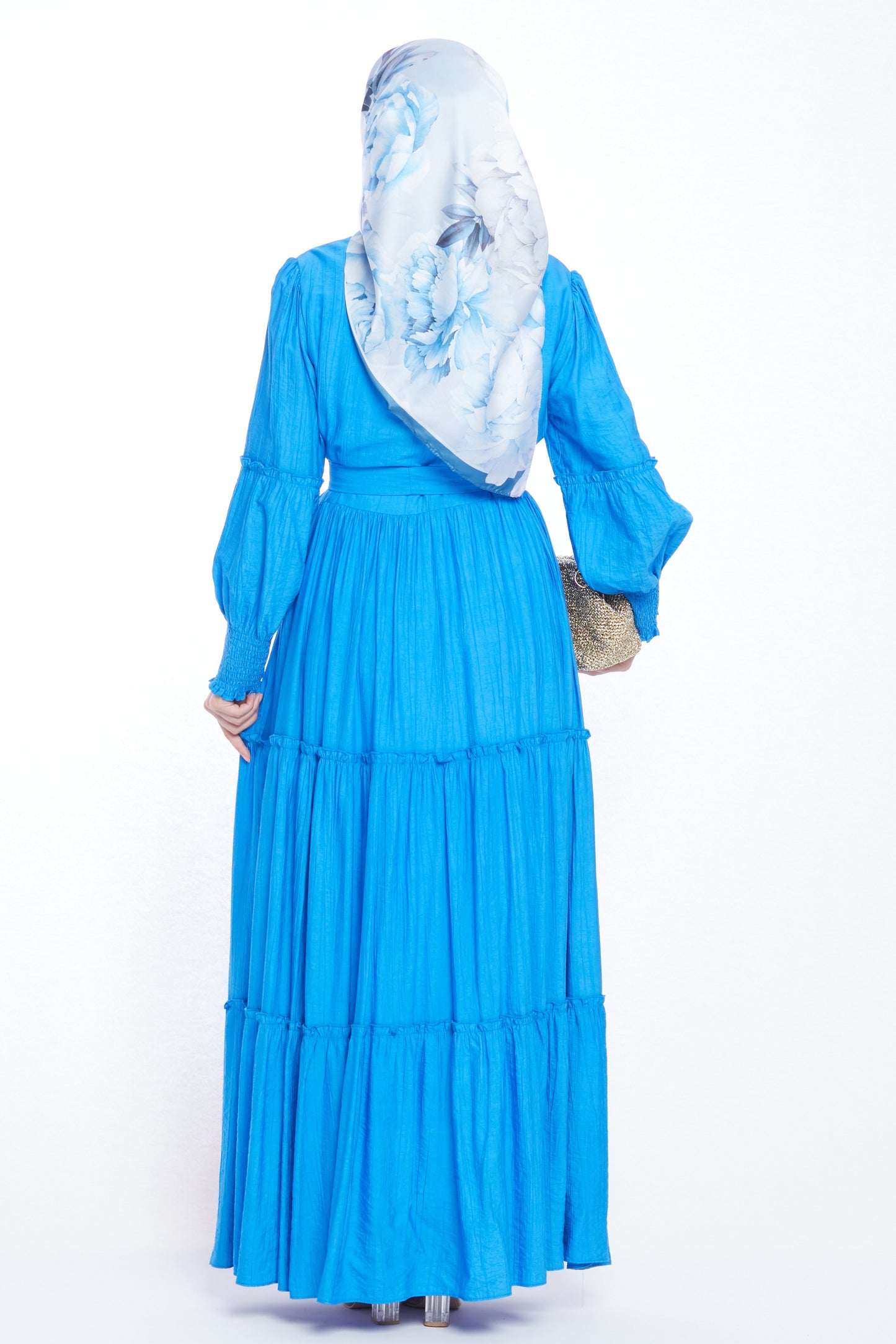 Puffed Sleeve Pleated Dress