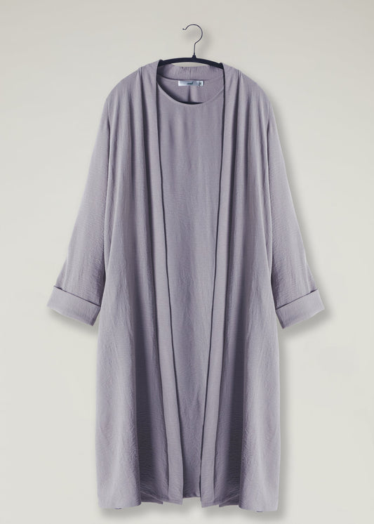 Girls Two Piece Open Abaya With Slip Lilac